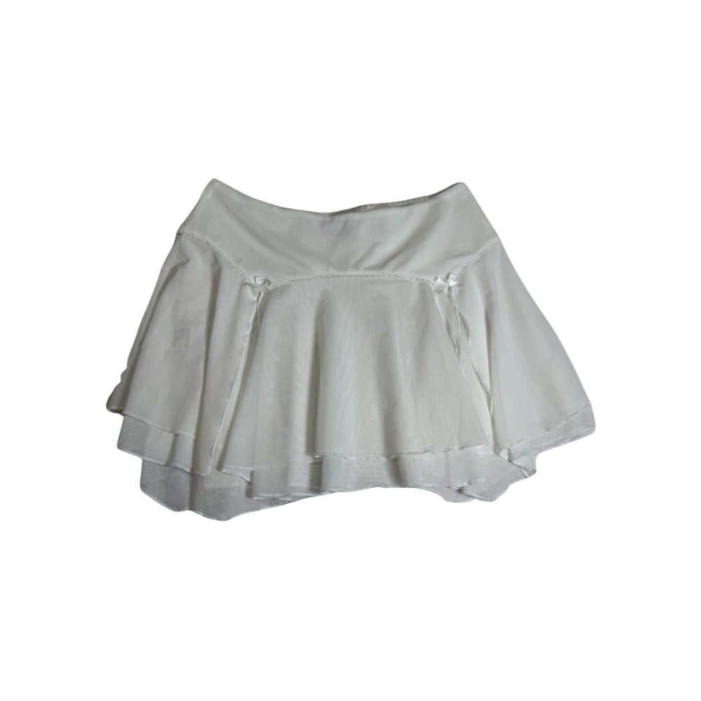 White Fox Mini Skirt Women M White Excellent Layered Mesh Ruffle Bow Coquette